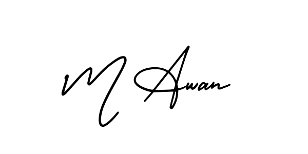 Create a beautiful signature design for name M Awan. With this signature (AmerikaSignatureDemo-Regular) fonts, you can make a handwritten signature for free. M Awan signature style 3 images and pictures png