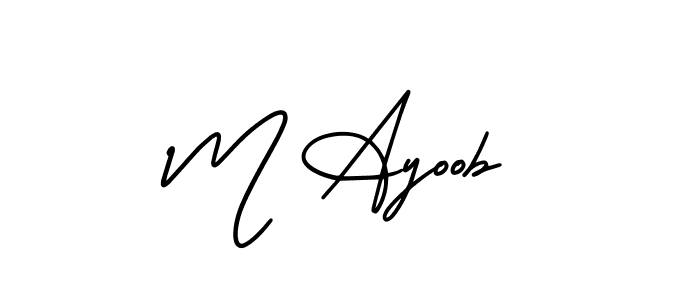 Design your own signature with our free online signature maker. With this signature software, you can create a handwritten (AmerikaSignatureDemo-Regular) signature for name M Ayoob. M Ayoob signature style 3 images and pictures png