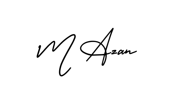 Design your own signature with our free online signature maker. With this signature software, you can create a handwritten (AmerikaSignatureDemo-Regular) signature for name M Azan. M Azan signature style 3 images and pictures png