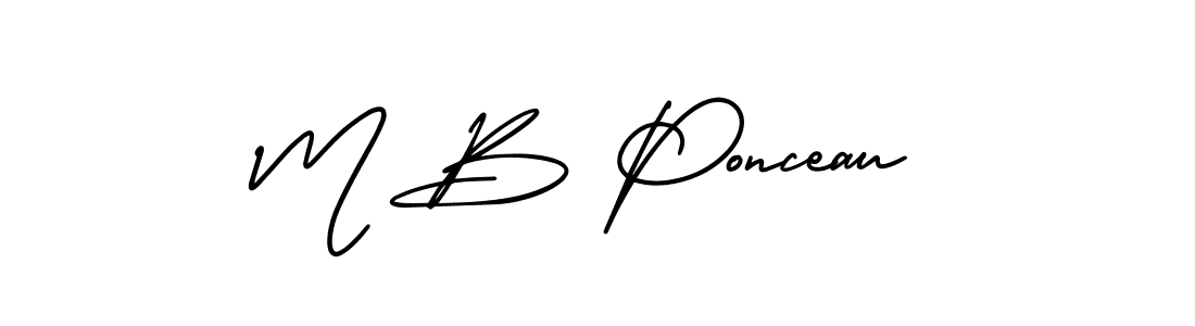 The best way (AmerikaSignatureDemo-Regular) to make a short signature is to pick only two or three words in your name. The name M B Ponceau include a total of six letters. For converting this name. M B Ponceau signature style 3 images and pictures png