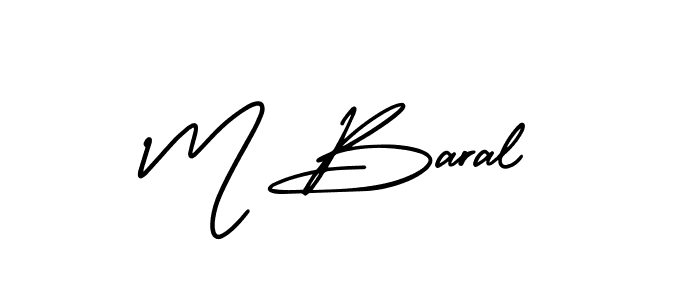 How to make M Baral name signature. Use AmerikaSignatureDemo-Regular style for creating short signs online. This is the latest handwritten sign. M Baral signature style 3 images and pictures png