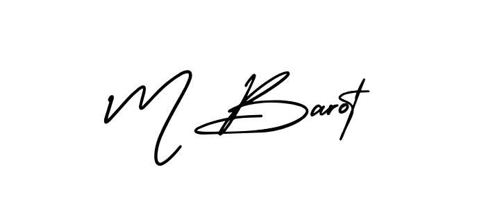 The best way (AmerikaSignatureDemo-Regular) to make a short signature is to pick only two or three words in your name. The name M Barot include a total of six letters. For converting this name. M Barot signature style 3 images and pictures png