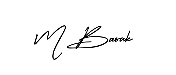 You should practise on your own different ways (AmerikaSignatureDemo-Regular) to write your name (M Basak) in signature. don't let someone else do it for you. M Basak signature style 3 images and pictures png