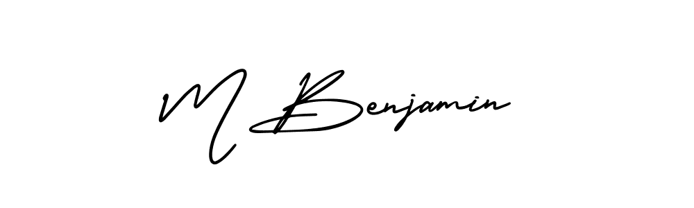 How to make M Benjamin name signature. Use AmerikaSignatureDemo-Regular style for creating short signs online. This is the latest handwritten sign. M Benjamin signature style 3 images and pictures png