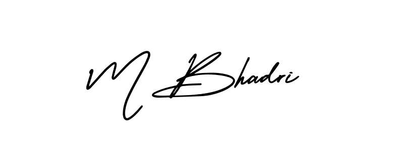 How to make M Bhadri name signature. Use AmerikaSignatureDemo-Regular style for creating short signs online. This is the latest handwritten sign. M Bhadri signature style 3 images and pictures png