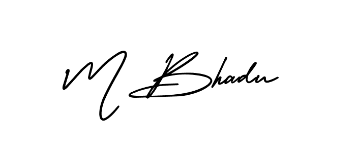 Design your own signature with our free online signature maker. With this signature software, you can create a handwritten (AmerikaSignatureDemo-Regular) signature for name M Bhadu. M Bhadu signature style 3 images and pictures png