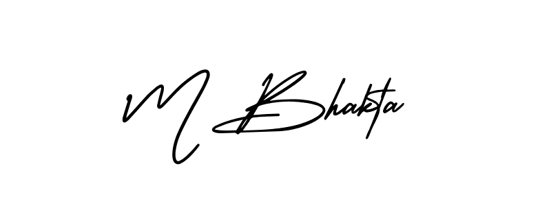 You should practise on your own different ways (AmerikaSignatureDemo-Regular) to write your name (M Bhakta) in signature. don't let someone else do it for you. M Bhakta signature style 3 images and pictures png