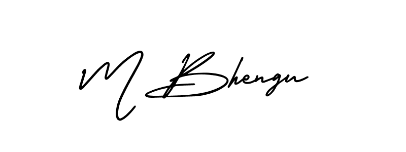 Use a signature maker to create a handwritten signature online. With this signature software, you can design (AmerikaSignatureDemo-Regular) your own signature for name M Bhengu. M Bhengu signature style 3 images and pictures png