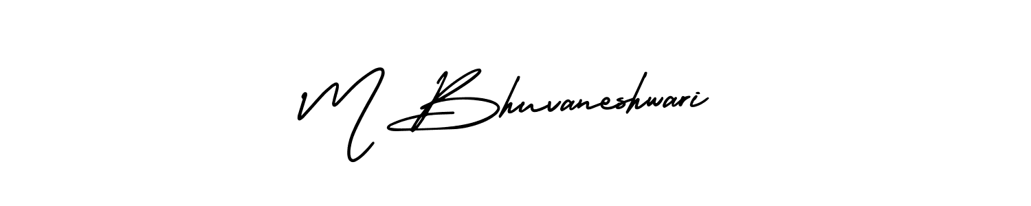 The best way (AmerikaSignatureDemo-Regular) to make a short signature is to pick only two or three words in your name. The name M Bhuvaneshwari include a total of six letters. For converting this name. M Bhuvaneshwari signature style 3 images and pictures png