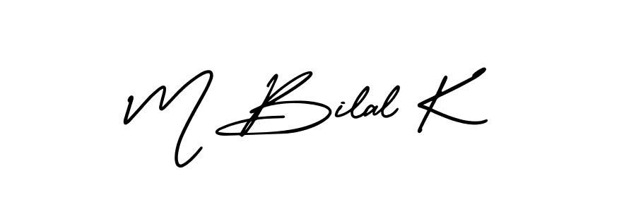 Also You can easily find your signature by using the search form. We will create M Bilal K name handwritten signature images for you free of cost using AmerikaSignatureDemo-Regular sign style. M Bilal K signature style 3 images and pictures png