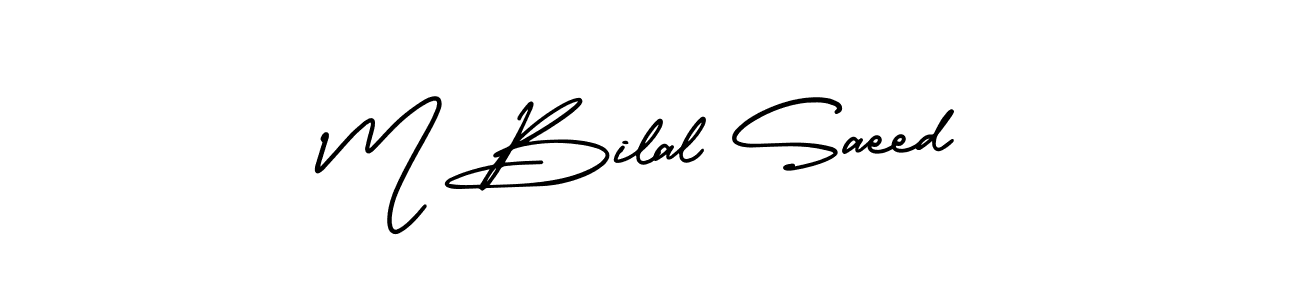The best way (AmerikaSignatureDemo-Regular) to make a short signature is to pick only two or three words in your name. The name M Bilal Saeed include a total of six letters. For converting this name. M Bilal Saeed signature style 3 images and pictures png
