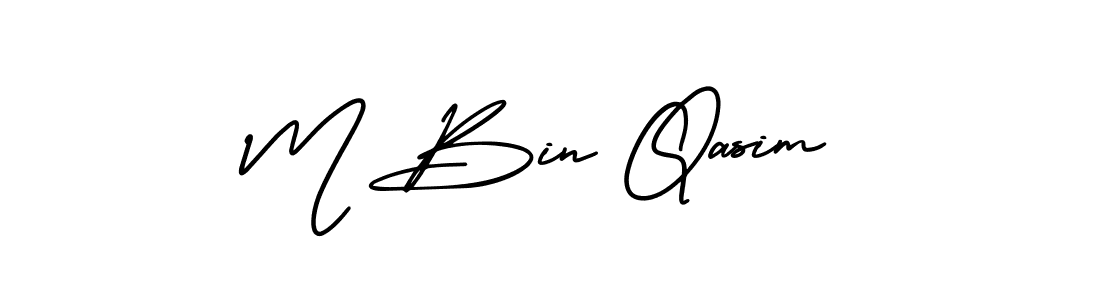 Make a beautiful signature design for name M Bin Qasim. With this signature (AmerikaSignatureDemo-Regular) style, you can create a handwritten signature for free. M Bin Qasim signature style 3 images and pictures png