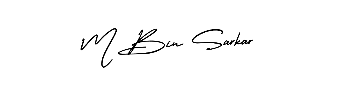 How to make M Bin Sarkar name signature. Use AmerikaSignatureDemo-Regular style for creating short signs online. This is the latest handwritten sign. M Bin Sarkar signature style 3 images and pictures png