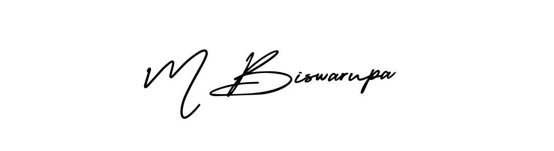 The best way (AmerikaSignatureDemo-Regular) to make a short signature is to pick only two or three words in your name. The name M Biswarupa include a total of six letters. For converting this name. M Biswarupa signature style 3 images and pictures png
