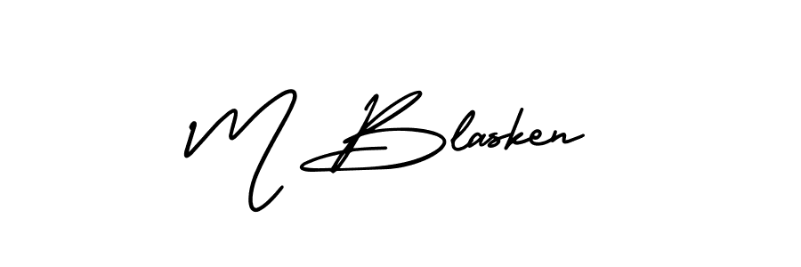 AmerikaSignatureDemo-Regular is a professional signature style that is perfect for those who want to add a touch of class to their signature. It is also a great choice for those who want to make their signature more unique. Get M Blasken name to fancy signature for free. M Blasken signature style 3 images and pictures png