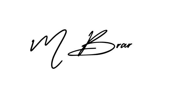 How to make M Brar name signature. Use AmerikaSignatureDemo-Regular style for creating short signs online. This is the latest handwritten sign. M Brar signature style 3 images and pictures png