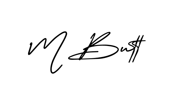 Make a beautiful signature design for name M Butt. With this signature (AmerikaSignatureDemo-Regular) style, you can create a handwritten signature for free. M Butt signature style 3 images and pictures png