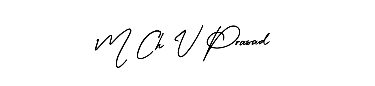 How to make M Ch V Prasad name signature. Use AmerikaSignatureDemo-Regular style for creating short signs online. This is the latest handwritten sign. M Ch V Prasad signature style 3 images and pictures png