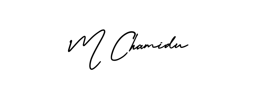 Make a beautiful signature design for name M Chamidu. With this signature (AmerikaSignatureDemo-Regular) style, you can create a handwritten signature for free. M Chamidu signature style 3 images and pictures png