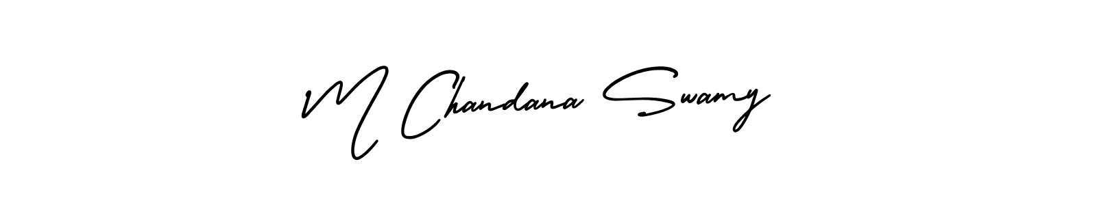 You should practise on your own different ways (AmerikaSignatureDemo-Regular) to write your name (M Chandana Swamy) in signature. don't let someone else do it for you. M Chandana Swamy signature style 3 images and pictures png