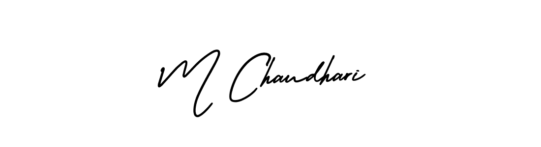 How to make M Chaudhari name signature. Use AmerikaSignatureDemo-Regular style for creating short signs online. This is the latest handwritten sign. M Chaudhari signature style 3 images and pictures png