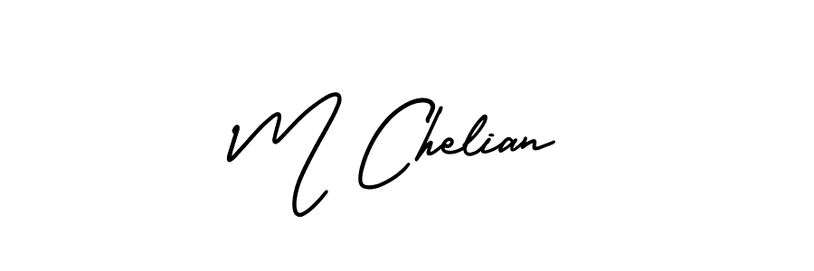 Use a signature maker to create a handwritten signature online. With this signature software, you can design (AmerikaSignatureDemo-Regular) your own signature for name M Chelian. M Chelian signature style 3 images and pictures png