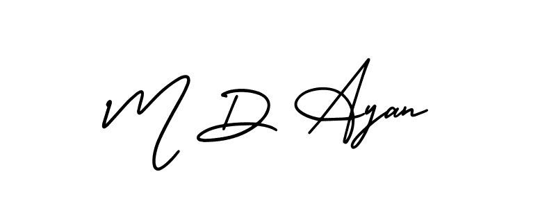 AmerikaSignatureDemo-Regular is a professional signature style that is perfect for those who want to add a touch of class to their signature. It is also a great choice for those who want to make their signature more unique. Get M D Ayan name to fancy signature for free. M D Ayan signature style 3 images and pictures png