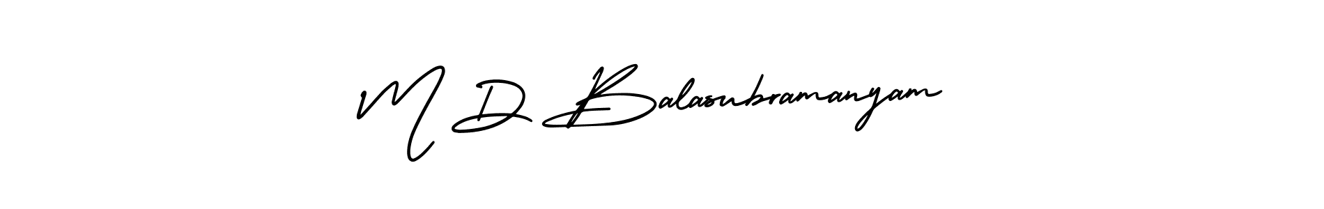 The best way (AmerikaSignatureDemo-Regular) to make a short signature is to pick only two or three words in your name. The name M D Balasubramanyam include a total of six letters. For converting this name. M D Balasubramanyam signature style 3 images and pictures png