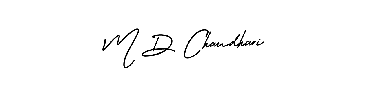 You should practise on your own different ways (AmerikaSignatureDemo-Regular) to write your name (M D Chaudhari) in signature. don't let someone else do it for you. M D Chaudhari signature style 3 images and pictures png