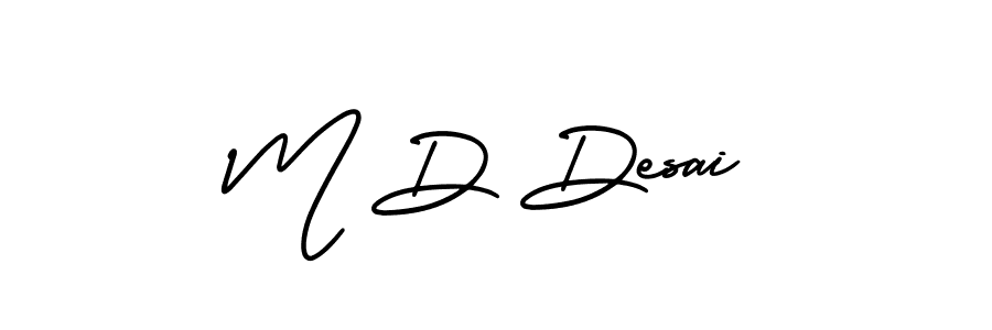 Use a signature maker to create a handwritten signature online. With this signature software, you can design (AmerikaSignatureDemo-Regular) your own signature for name M D Desai. M D Desai signature style 3 images and pictures png