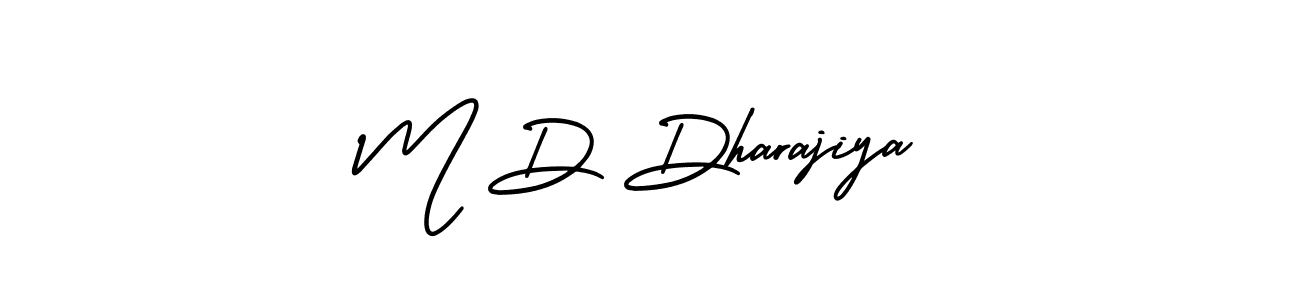 The best way (AmerikaSignatureDemo-Regular) to make a short signature is to pick only two or three words in your name. The name M D Dharajiya include a total of six letters. For converting this name. M D Dharajiya signature style 3 images and pictures png