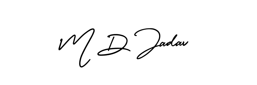 AmerikaSignatureDemo-Regular is a professional signature style that is perfect for those who want to add a touch of class to their signature. It is also a great choice for those who want to make their signature more unique. Get M D Jadav name to fancy signature for free. M D Jadav signature style 3 images and pictures png