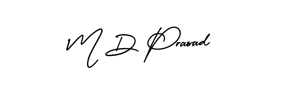 How to make M D Prasad name signature. Use AmerikaSignatureDemo-Regular style for creating short signs online. This is the latest handwritten sign. M D Prasad signature style 3 images and pictures png