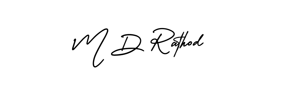 You should practise on your own different ways (AmerikaSignatureDemo-Regular) to write your name (M D Rathod) in signature. don't let someone else do it for you. M D Rathod signature style 3 images and pictures png
