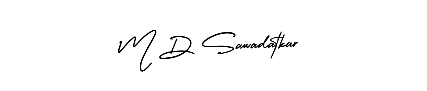 Create a beautiful signature design for name M D Sawadatkar. With this signature (AmerikaSignatureDemo-Regular) fonts, you can make a handwritten signature for free. M D Sawadatkar signature style 3 images and pictures png