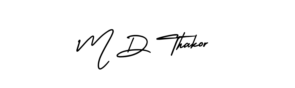 You should practise on your own different ways (AmerikaSignatureDemo-Regular) to write your name (M D Thakor) in signature. don't let someone else do it for you. M D Thakor signature style 3 images and pictures png