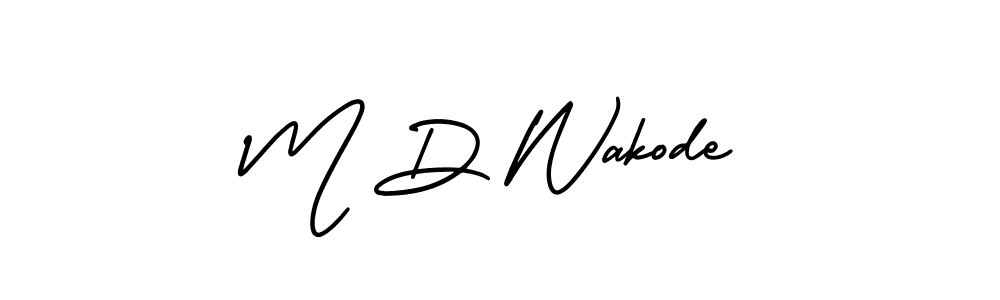 Create a beautiful signature design for name M D Wakode. With this signature (AmerikaSignatureDemo-Regular) fonts, you can make a handwritten signature for free. M D Wakode signature style 3 images and pictures png