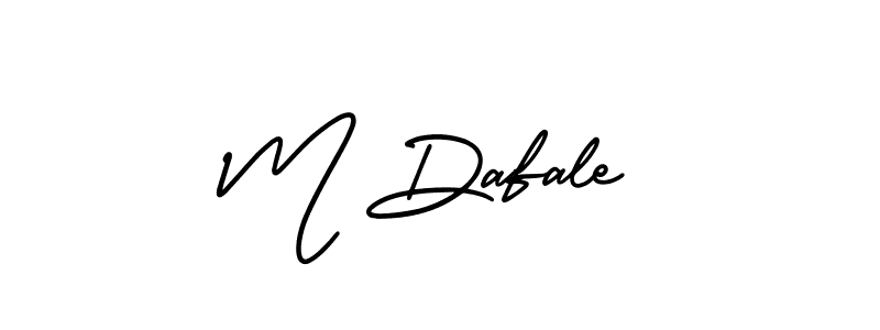 You should practise on your own different ways (AmerikaSignatureDemo-Regular) to write your name (M Dafale) in signature. don't let someone else do it for you. M Dafale signature style 3 images and pictures png