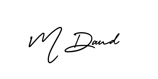 Use a signature maker to create a handwritten signature online. With this signature software, you can design (AmerikaSignatureDemo-Regular) your own signature for name M Daud. M Daud signature style 3 images and pictures png