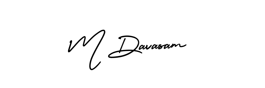 The best way (AmerikaSignatureDemo-Regular) to make a short signature is to pick only two or three words in your name. The name M Davasam include a total of six letters. For converting this name. M Davasam signature style 3 images and pictures png