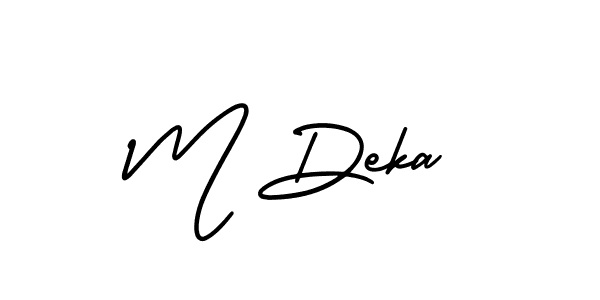The best way (AmerikaSignatureDemo-Regular) to make a short signature is to pick only two or three words in your name. The name M Deka include a total of six letters. For converting this name. M Deka signature style 3 images and pictures png