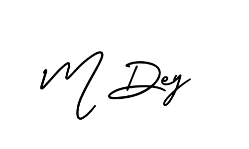 The best way (AmerikaSignatureDemo-Regular) to make a short signature is to pick only two or three words in your name. The name M Dey include a total of six letters. For converting this name. M Dey signature style 3 images and pictures png