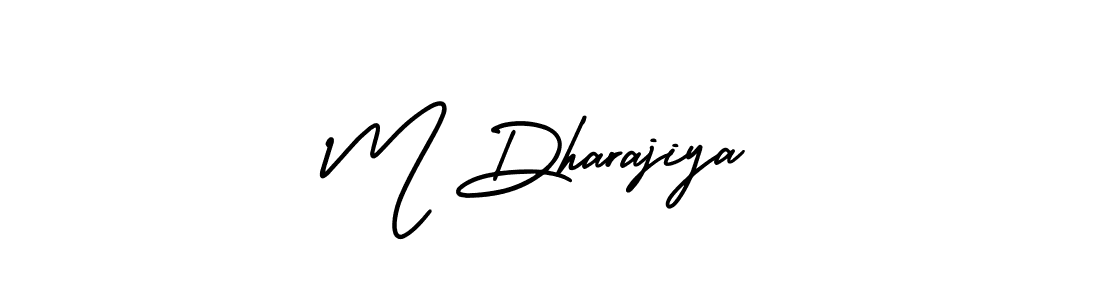 Similarly AmerikaSignatureDemo-Regular is the best handwritten signature design. Signature creator online .You can use it as an online autograph creator for name M Dharajiya. M Dharajiya signature style 3 images and pictures png