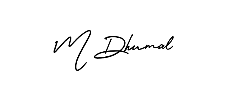The best way (AmerikaSignatureDemo-Regular) to make a short signature is to pick only two or three words in your name. The name M Dhumal include a total of six letters. For converting this name. M Dhumal signature style 3 images and pictures png