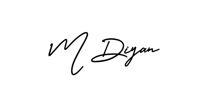 Similarly AmerikaSignatureDemo-Regular is the best handwritten signature design. Signature creator online .You can use it as an online autograph creator for name M Diyan. M Diyan signature style 3 images and pictures png