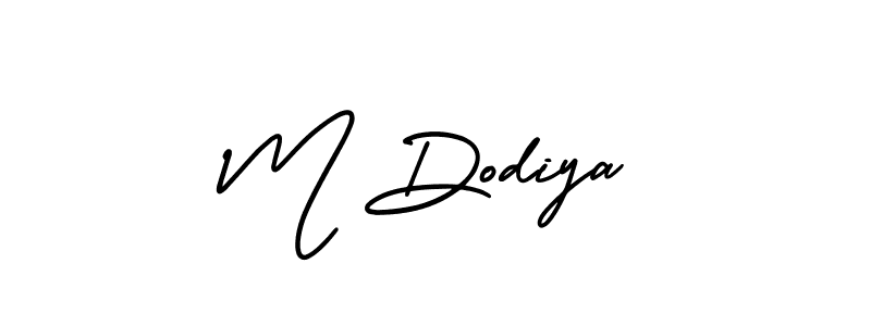 Use a signature maker to create a handwritten signature online. With this signature software, you can design (AmerikaSignatureDemo-Regular) your own signature for name M Dodiya. M Dodiya signature style 3 images and pictures png