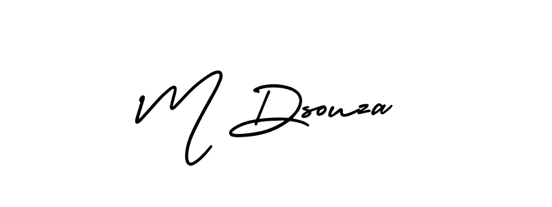 You should practise on your own different ways (AmerikaSignatureDemo-Regular) to write your name (M Dsouza) in signature. don't let someone else do it for you. M Dsouza signature style 3 images and pictures png
