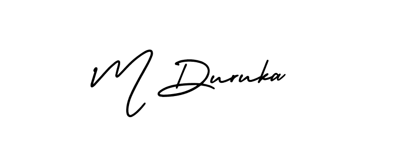 You should practise on your own different ways (AmerikaSignatureDemo-Regular) to write your name (M Duruka) in signature. don't let someone else do it for you. M Duruka signature style 3 images and pictures png