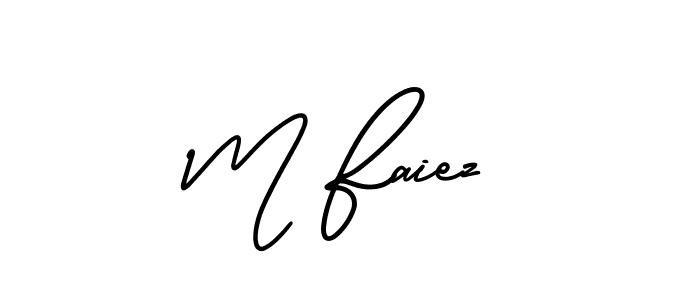 This is the best signature style for the M Faiez name. Also you like these signature font (AmerikaSignatureDemo-Regular). Mix name signature. M Faiez signature style 3 images and pictures png