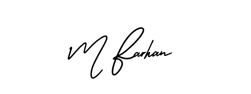 Use a signature maker to create a handwritten signature online. With this signature software, you can design (AmerikaSignatureDemo-Regular) your own signature for name M Farhan. M Farhan signature style 3 images and pictures png